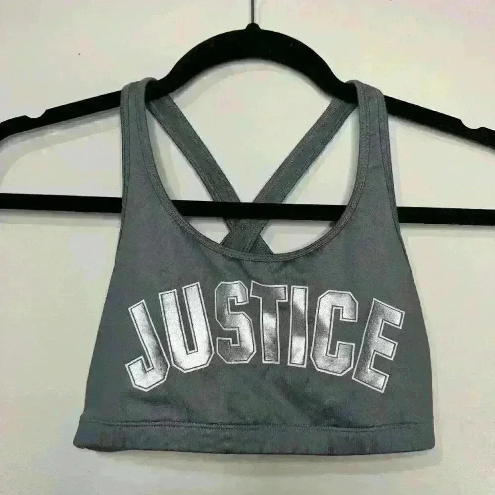 Justice Logo Twisted Strap Active Sports Bra 30